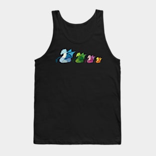 Multicolored dragons in single file Tank Top